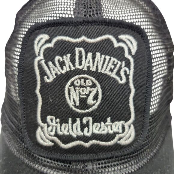 Jack Daniels Field Tester Trucker Hat Cap Black Mesh Snap Back Merkley Headgear - Picture 7 of 8